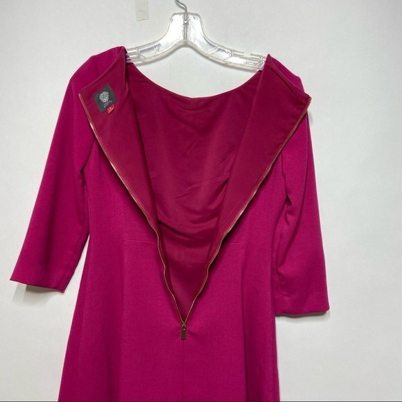 VINCE CAMUTO Crepe A-Line Dress in Magenta 4 - Picture 5 of 12